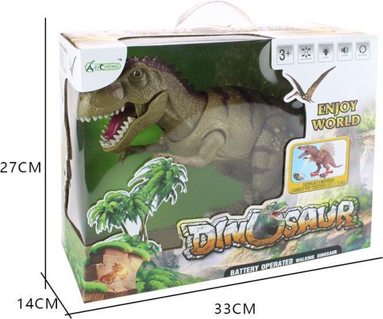 Lopend dinosaurusspeelgoed, met licht en geluid. 26 cm lang. Plastic  dinosaurus die... | bol.com