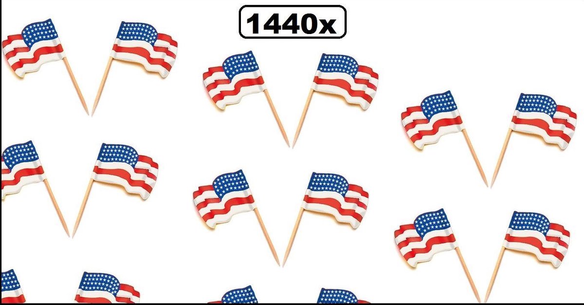 1440x Cocktailprikker wapperende vlag USA - cocktail prikker vlag amerika usa landen kaas worst eten thema feest festival