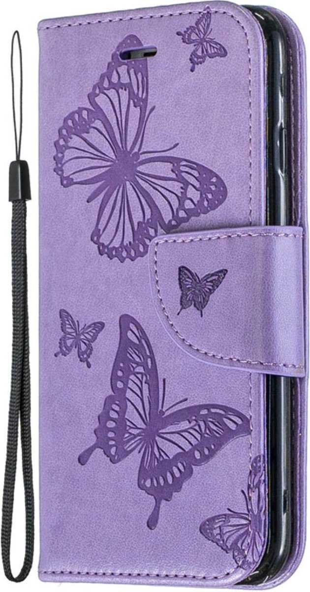 Bookcase voor Apple iPhone 7 - iPhone 8 - Paars - Vlinders - Portemonnee Hoesje