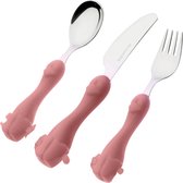 EME Ping Baby-kinderbestek - set met mes, vork en lepel (roze)