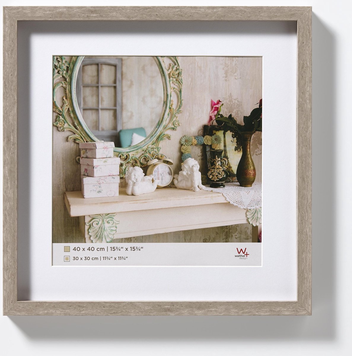 Walther Stockholm - 3D MDF Houten lijst - Fotoformaat 40x40 cm - Grijs