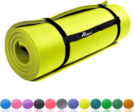 Tapis de fitness jaune épaisseur 1,5 cm, tapis de fitness, pilates, aérobic  | bol.com