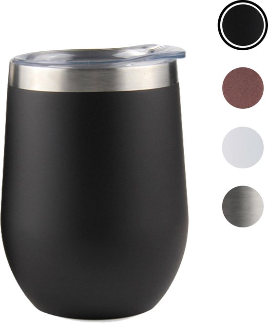 Foto: Tumbler matte black wine tumbler wijnglas zonder voet luxe wijnkoeler rvs isolerend cocktail drinkbeker 350ml kleur met deksel