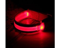 Reflecterende Hardloop / Fiets Sport Armband Met LED Licht - Hardloop Verlichting Lampjes - Lichtgevende Trail Running Light - Veiligheidsband Met Batterij - Rood