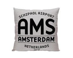 Amsterdam Letters (AMS) - Sierkussen - Kleur Grijs - 40 x 40 cm - Reizen / Vakantie - Reisliefhebbers - Voor op de bank/bed Amsterdam Letters (AMS) - Sierkussen - Kleur Grijs - 40 x 40 cm - Reizen / Vakantie - Reisliefhebbers - Voor op de bank/bed