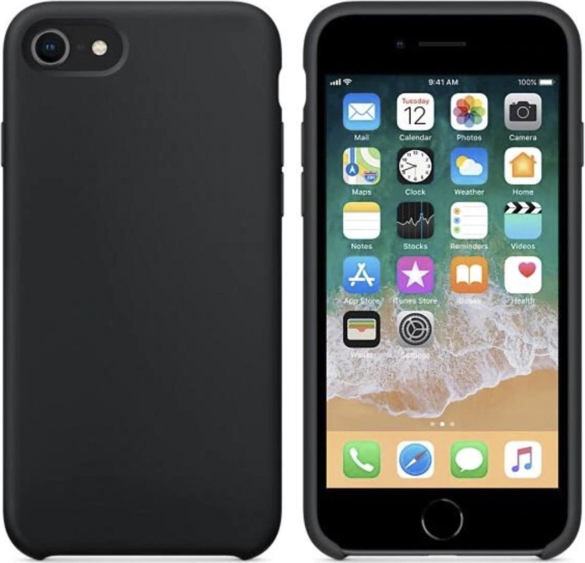Luxe Siliconen Back cover voor Apple iPhone 6 - iPhone 6s - Zwart - Suède binnenkant