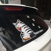 3D Auto Stickers Cartoon Witte kat Bewegende staart Achterruit Wisser Reflecterende stickers