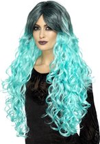 Gothic Glamour Pruik Blauw Turquoise