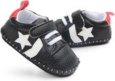 Zwarte Sneakers met witte ster - Kunstleer - Maat 19/20 - Zachte zool - 6 tot 12 maanden