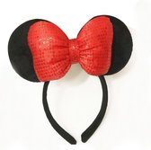 Minnie Mouse diadeem 3D effect, Minnie Mouse, haarband, Minnie Mouse oren, rode glitterstrik