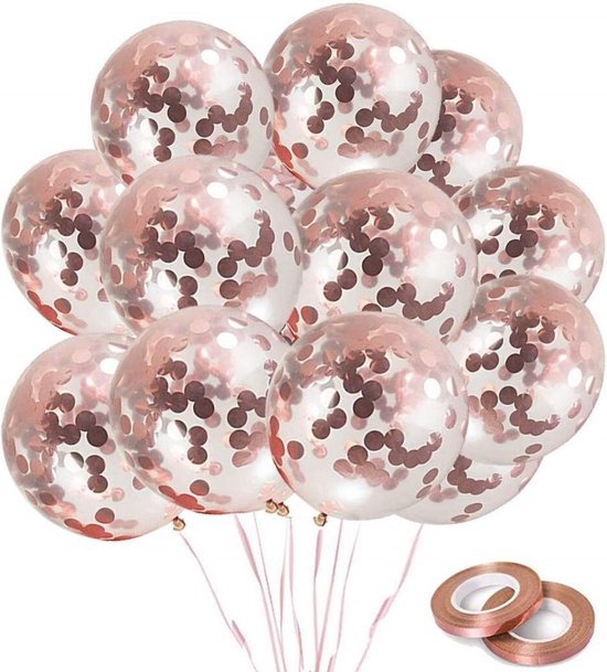 Partizzle® 25 Stuks Confetti Helium Ballonnen Rose Goud - Met Ballonlint -  Feest... | bol.com