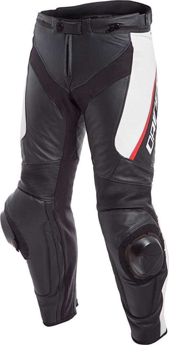 Dainese Delta 3 Black White Red Leather Motorcycle Pants 56