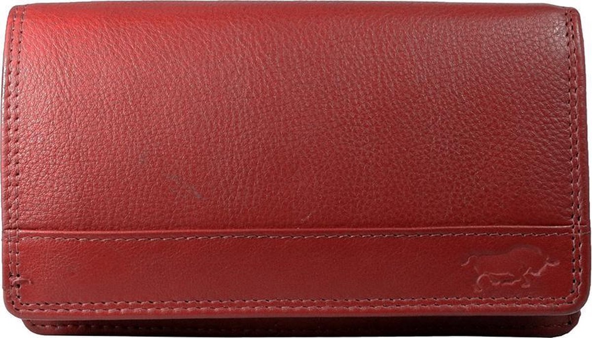 Leren Damesportemonnee Rood RFID - Lederen Dames Portemonnee - Harmonica Model