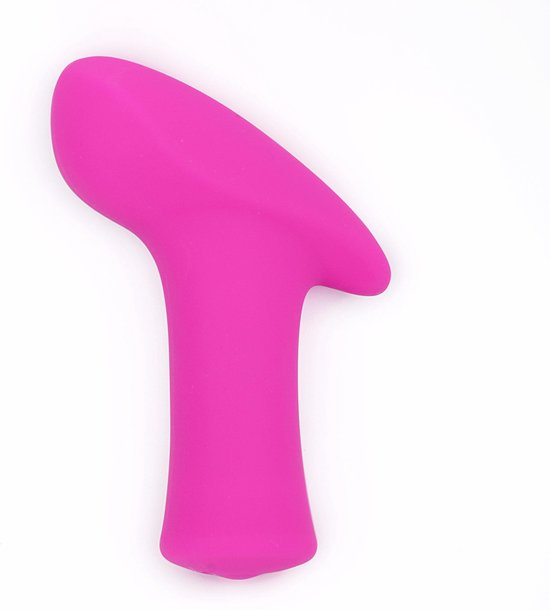 Felle roze vibrator met een T-vormige basis en een schuine, afgeronde bovenkant.