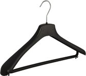 De Kledinghanger Gigant - 120 x Mantel / kostuumhanger kunststof zwart met schouderverbreding en broeklat, 42 cm