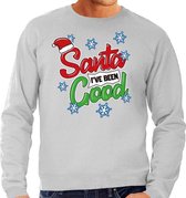 Foute Kersttrui / sweater - Santa I have been good - grijs voor heren - kerstkleding / kerst outfit M (50)