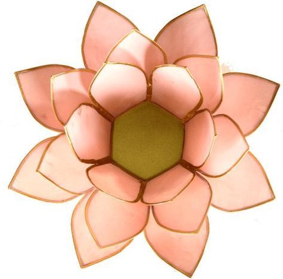Lotus sfeerlicht pastel roze goudrand - 13.5 cm - S