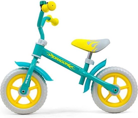 Milly Mally Loopfiets Dragon - Loopfiets - Unisex - Mintgroen;Geel - 10 |  bol.com