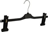 De Kledinghanger Gigant - 10 x Rok / broekhanger kunststof zwart met anti-slip knijpers (extra lang), 40 cm