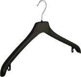 De Kledinghanger Gigant - 20 x Mantel / kostuumhanger kunststof zwart met anti-slip op schouderverbreding, 44 cm