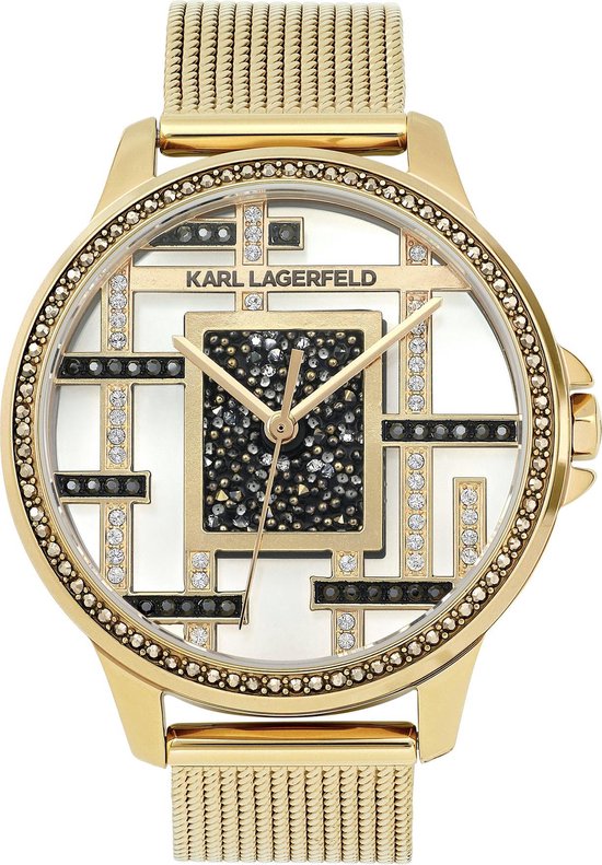 Karl Lagerfeld Transparant Boucle Mesh strap Gold Swarovski - Dameshorloge  - 5513116 -... | bol.com
