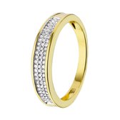 Lucardi Dames Ring met 75 diamanten 0,20CT - Ring - Cadeau - Moederdag - 14 Karaat Goud - Geelgoud