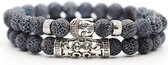 Buddha Armband - Natuursteen - Glans Blauw - Kralen Armband Heren Dames Mannen - Buddha Sieraden - Vaderdag Cadeau - Vaderdag Geschenk - Vaderdag Cadeautje voor Hem