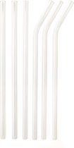 Kikkerland Pailles en verre transparent réutilisables - 3 pailles courbes et 3 pailles droites - Brosse de nettoyage en coton incluse