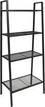 Boekenkast Metaal Zwart Ladder (Incl Magazine Houder) - Boeken kast - Boekenrek - badkamer rek - Woonkamer rek