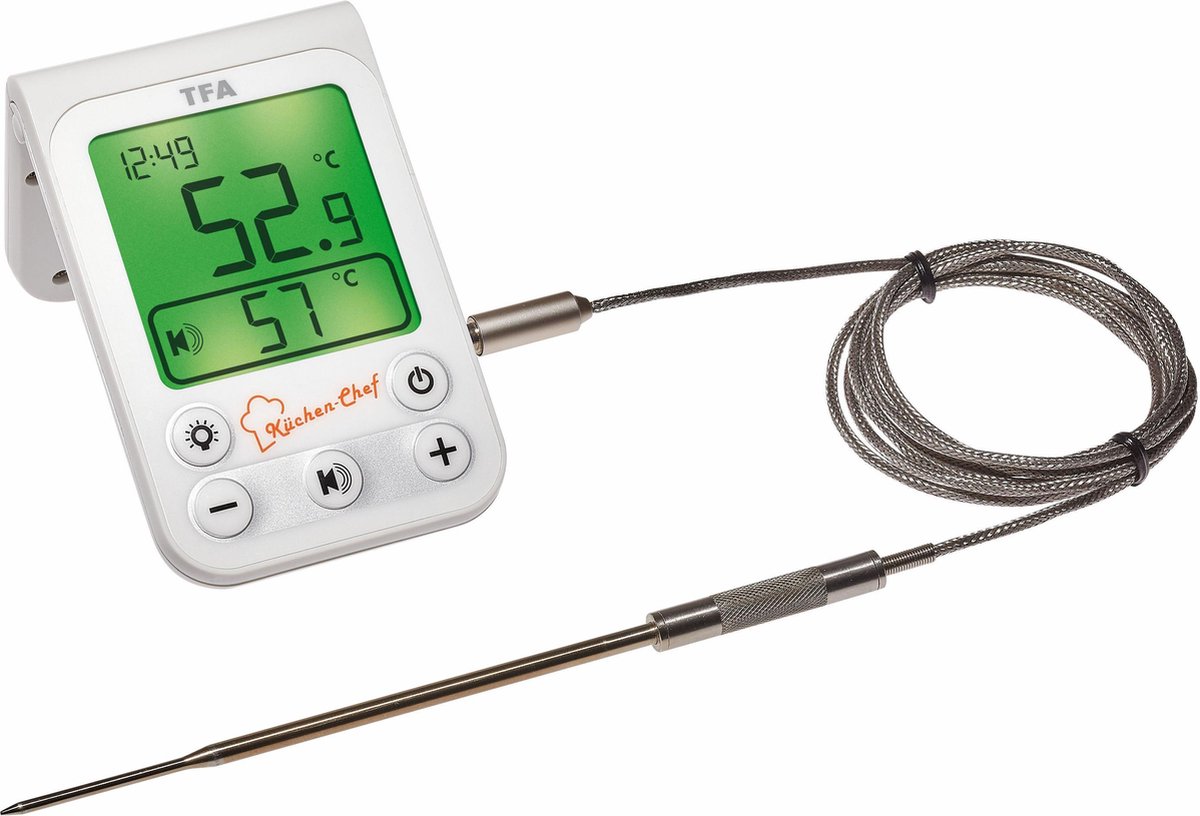 TFA Dostmann 14.1510.02 Barbecuethermometer Bewaking van kerntemperatuur Kabelsensor Braden Grillen Langzaam garen