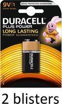 Duracell Plus Power 9V Alkaline Batterij - 2 Stuk (2 Blisters a 1 st)
