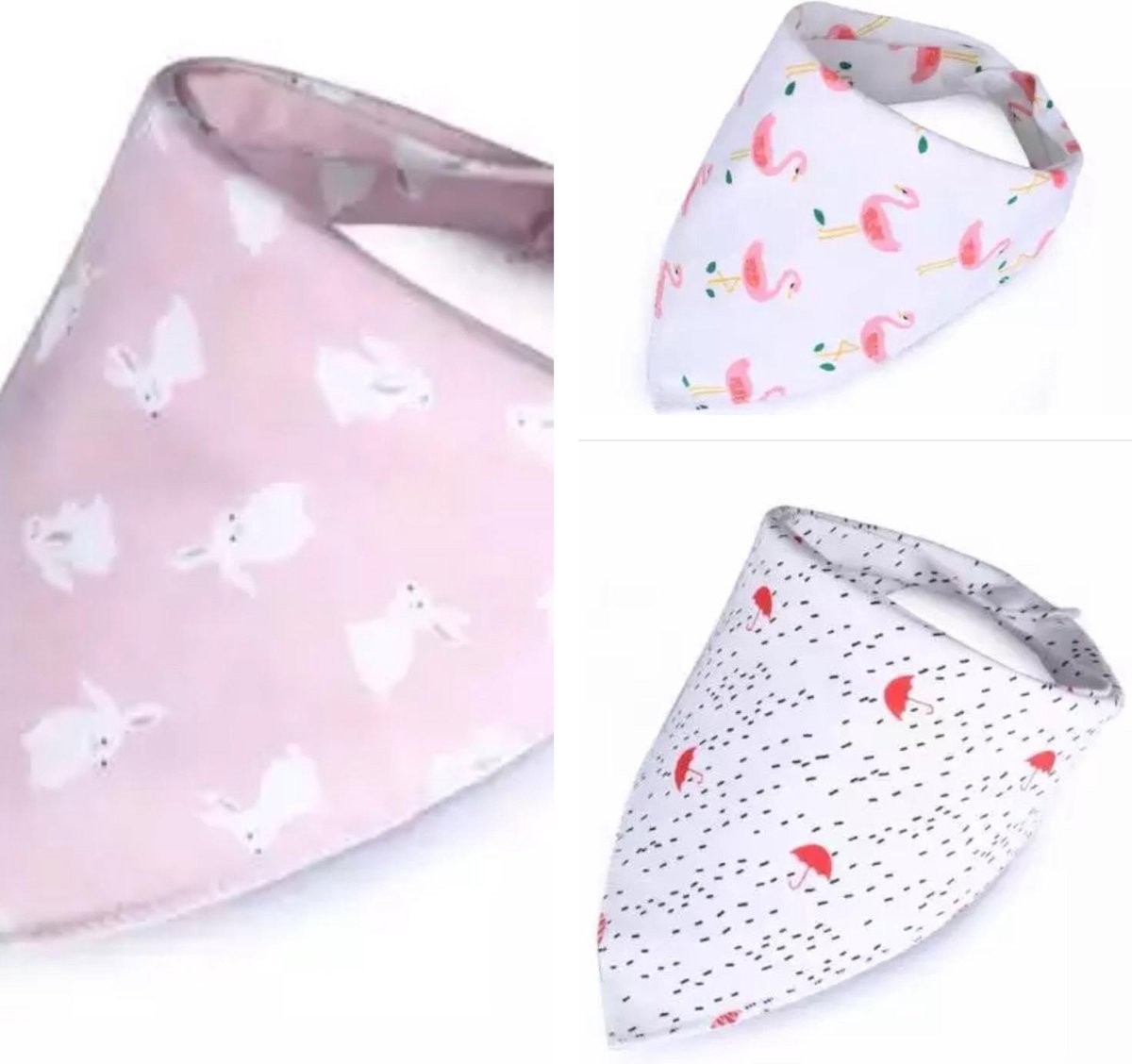 Goedkoopste Bandana Slabbetjes - Punt Slab - Zever Slabbetje - Kwijl Slab - Setje van 3 stuks - Pastel Design - Kraam Cadeau