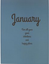 HappyBook - Notebook - Notitieboek - Dagboek - Januari - January - Diary - Softcover - Blauw - Gelijnd - Werk - Studie - Logboek - Elastiek - Mooi Cadeau - Maand Dagboek - Maandpla