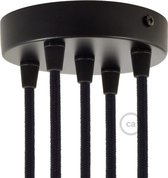 Metalen plafondkap geschikt voor 5 lampen Ø12cm - zwart