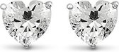 New Bling 9NB 0011 Zilveren oorstekers - zirkonia hart 8 mm - zilverkleurig