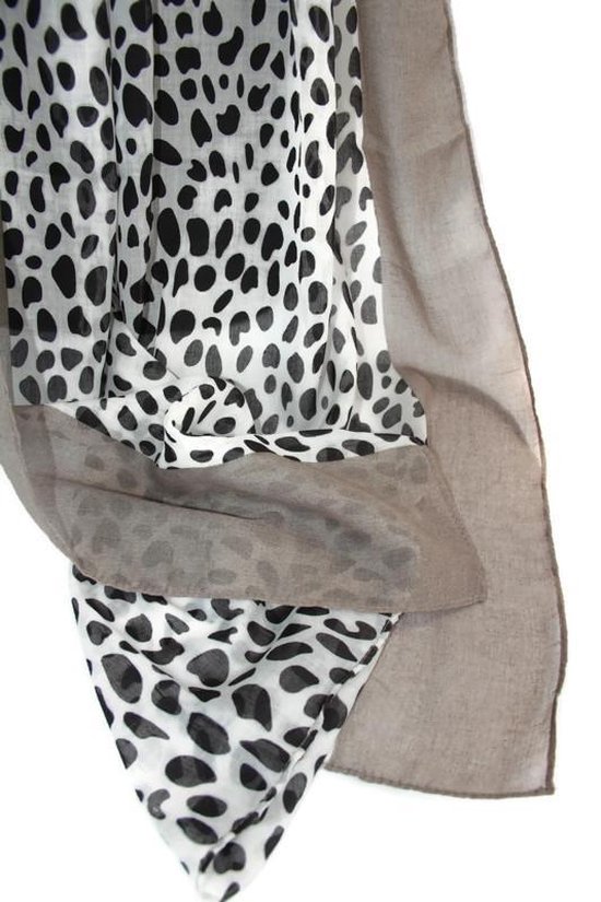Foulard femme imprimé léopard noir et blanc en coton 70 x 175 cm