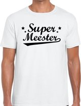Super meester cadeau t-shirt wit heren 2XL