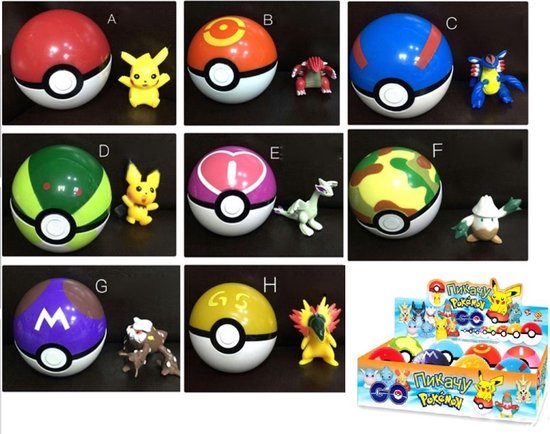 stuks Pokemon Go pokeballs ballen + 8 mini figuren oa Pikachu | bol.com
