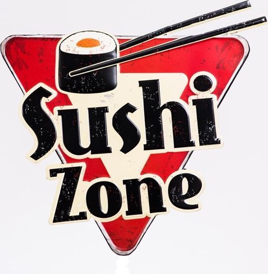 Signs-USA - Sushi Zone - 40 x 39 cm - retro wandbord - metaal