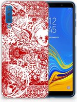 Geschikt voor Samsung Galaxy A7 (2018) TPU Hoesje Design Angel Skull Red