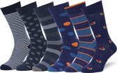 Easton Marlowe Sokken Heren 43-46 - Gekleurde Herensokken Blauw - Vrolijke Sokken Mannen - Happy Fun Colorful Socks - 6 Paar 6 Pack - #39