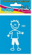 Jongen - autosticker - wit - 8,7 cm