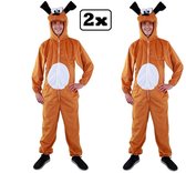 2x Kostuum bruine hond L/XL