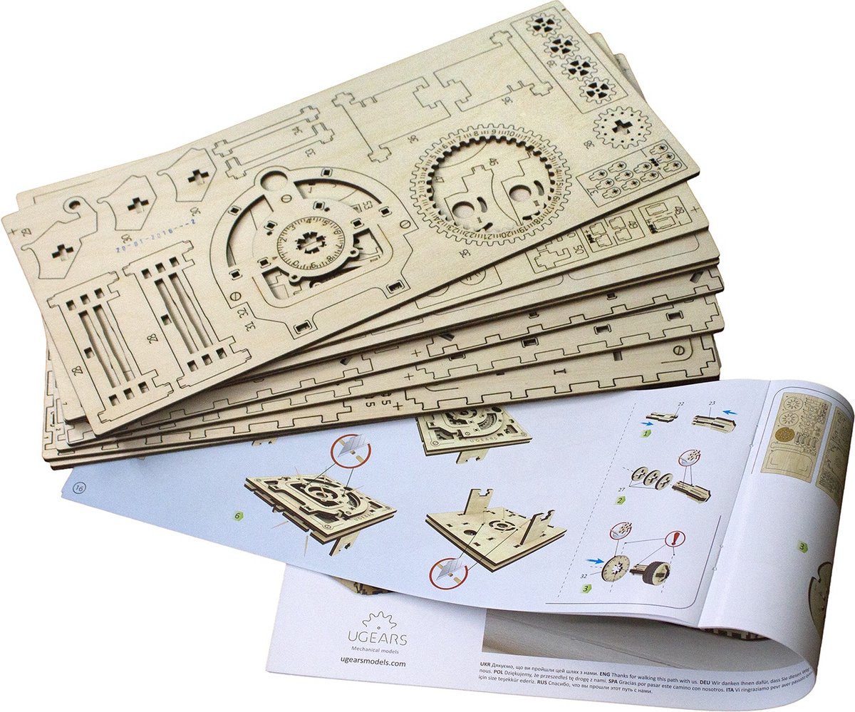 UGEARS 3D Modelbouw - Kluis - Mechanisch Bouwpakket Hout - Educatief Speelgoed — afbeelding 22