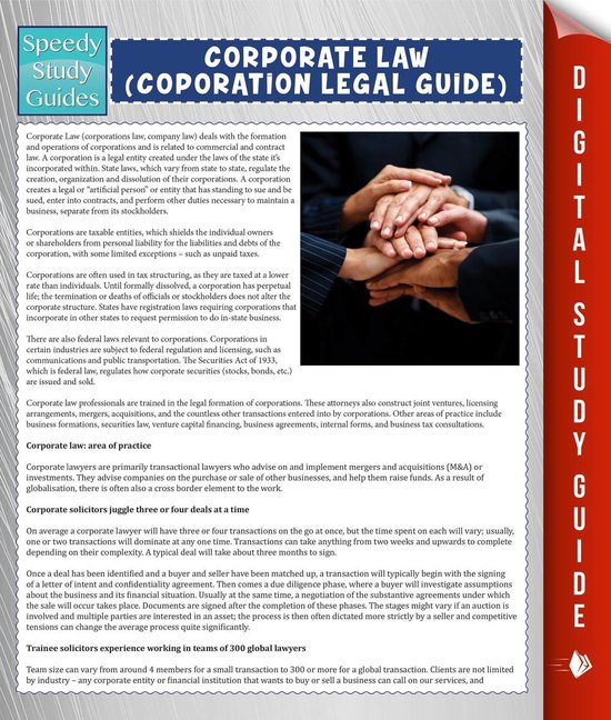 Corporate Law (Coporation Legal Guide) (Speedy Study Guide) - cover