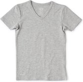 Little Label - t-shirt v-neck - grey melee - maat: 98/104 - bio-katoen