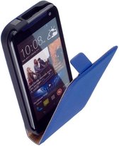 LELYCASE Premium Blauw Lederen Flip Case Hoesje HTC Desire 310