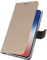 Booktype Telefoonhoesjes - Bookcase Hoesje - Wallet Case -  Geschikt voor iPhone XS - X Goud