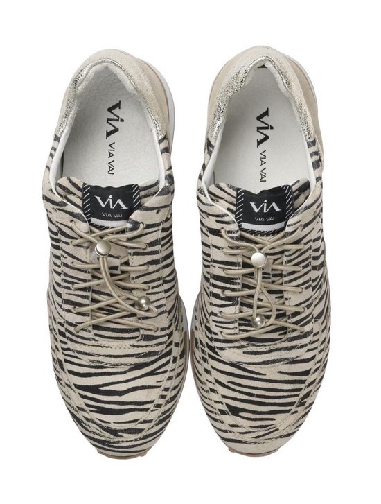 VIA VAI Vrouwen Leren Lage sneakers / Damesschoenen 5107076-00 zebra -  Gebroken wit... | bol.com