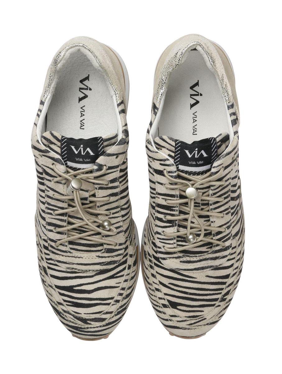VIA VAI Vrouwen Leren Lage sneakers / Damesschoenen 5107076-00 zebra -  Gebroken wit | bol.com